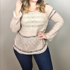 Knox Rose Knit Lace Up Flared Sleeve Sweater